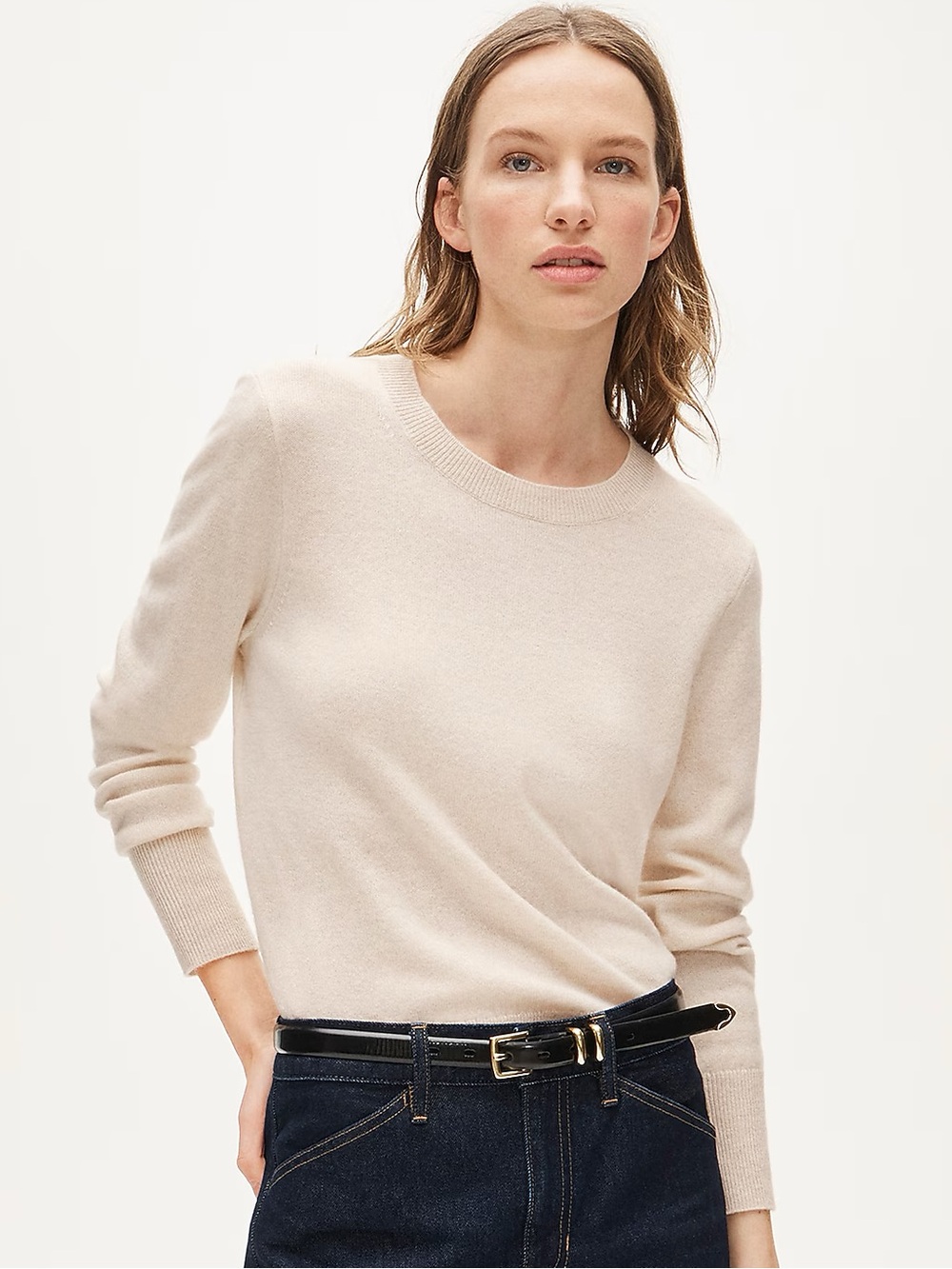 NWT J. CREW 100% cashmere classic-fit crewneck sweater heather natural small